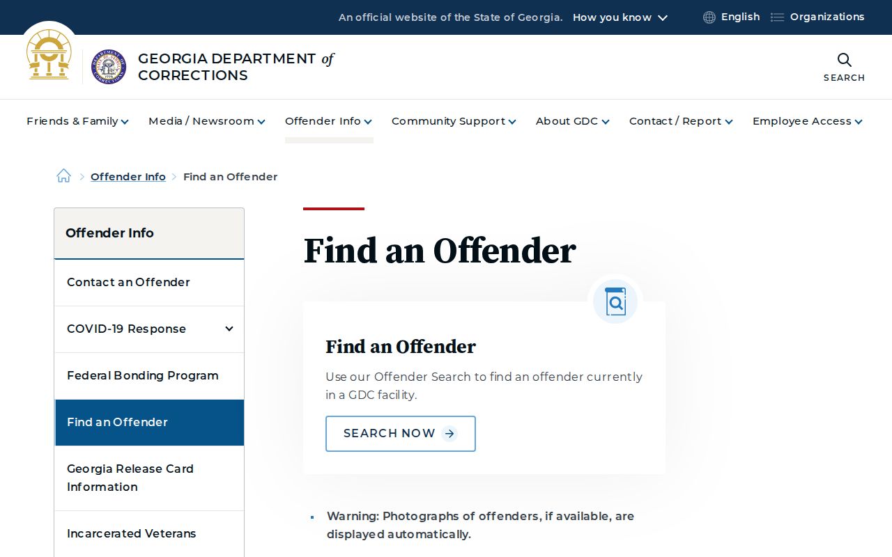 Georgia Department of Corrections offender-photo search for Twiggs County cases